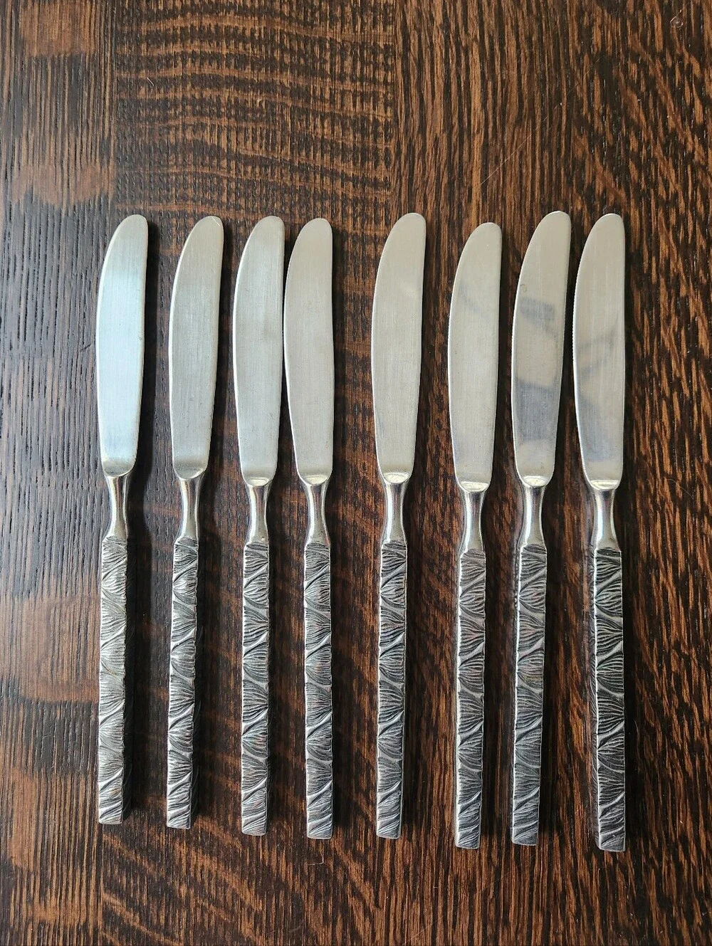 Orleans Silver Stainless Dinner Knives Exotic Pattern MCM Set of 8 - EUC $40